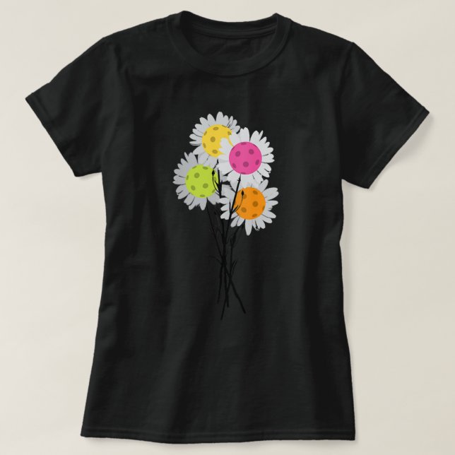 Womens Valentine's Mother's Day Pickleball Flower  T-Shirt (Design Front)