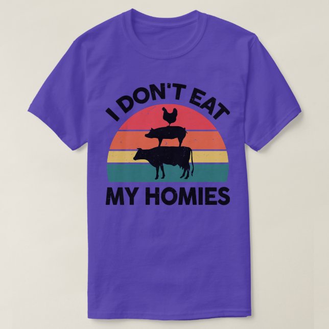 Womens Vegan I Don't Eat My Homies Animal Rights V T-Shirt (Design Front)