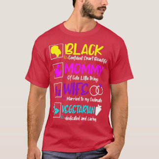 Womens Vegetarian Mothers Day Cute Vegan Black Mum T-Shirt
