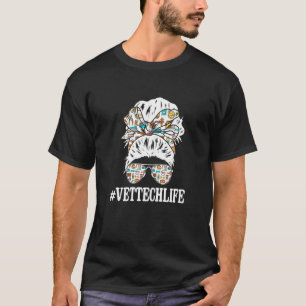 Womens Vet Tech Life Messy Bun Veterinarian Tech D T-Shirt