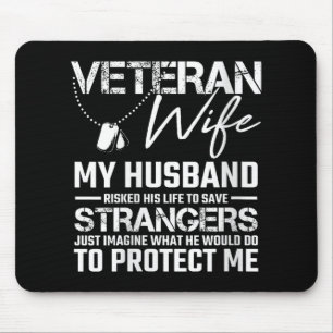 Womens Veteran Wife Army Husband Soldier Saying Co Mouse Mat