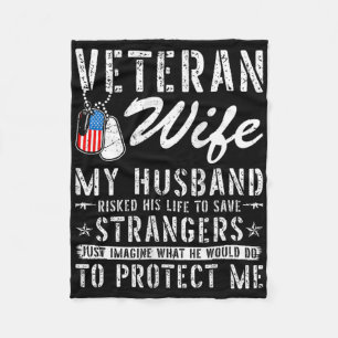 Womens Veteran Wife Us Veteran Army Husband Soldie Fleece Blanket