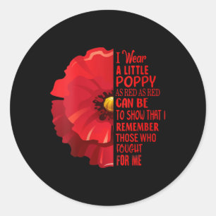 Womens Veterans Day Lest We Forget Red Poppy Flowe Classic Round Sticker