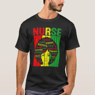 Womens Vintage Afro Nurse Black History Month Retr T-Shirt