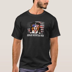 Womens Vintage Bernese Mountain Mum American Flag T-Shirt