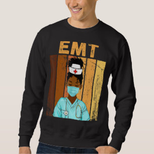 Womens Vintage Black Emt Pride Afro Black History Sweatshirt
