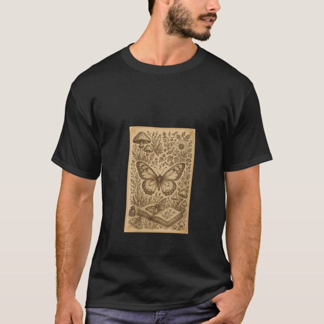 Womens Vintage botanical illustration witchy cotta T-Shirt (Front)