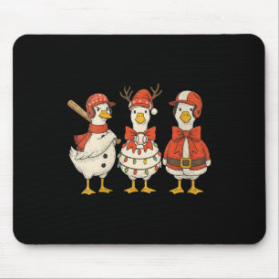 Womens Vintage Christmas Baseball Goose Merry Chri Mouse Mat