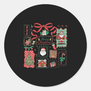 Womens Vintage Christmas Icons Merry Christmas Coq Classic Round Sticker