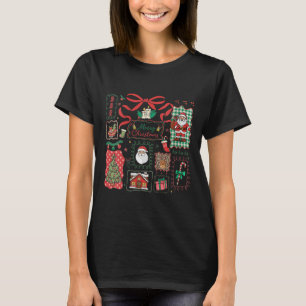 Womens Vintage Christmas Icons Merry Christmas Coq T-Shirt