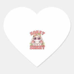 Womens Vintage Easter Honey Bunny Flowers Rabbit L Heart Sticker
