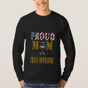 Womens Vintage Flag American Proud Mum of a Crane T-Shirt