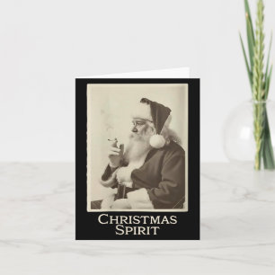 Womens Vintage Funny Smoking Santa Claus Christmas Card