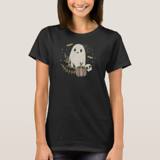 Womens Vintage Ghost Autumn Fall Halloween T-Shirt