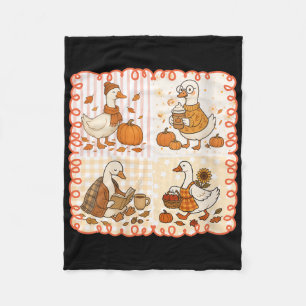 Womens Vintage Goose Pumpkin Season Autumn Fall Le Fleece Blanket