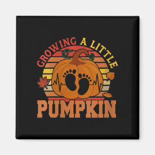 Womens Vintage Growing Little Thanksgiving Pumpkin Magnet