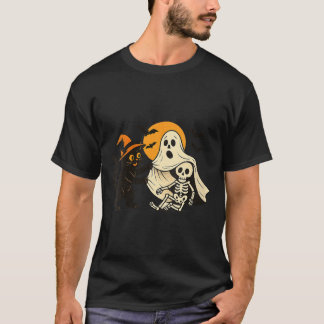 Womens Vintage Halloween Black Cat Revealing T-Shirt