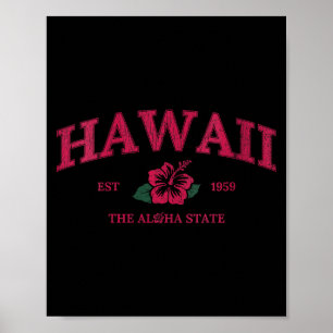 Women's vintage hawaii aloha state hibiscus flower poster