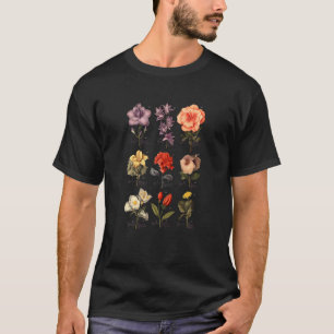 Womens Vintage Inspired Flower Botanical Chart Flo T-Shirt