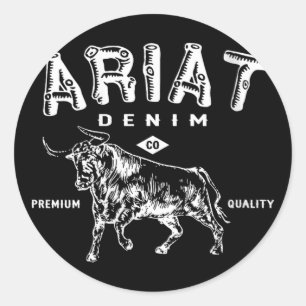 Womens Vintage Inspired Shirt, Ariat Denim Bull, W Classic Round Sticker