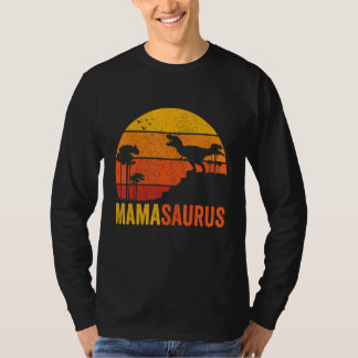 Womens Vintage Mamasaurus Trex Dinosaur Family Mat T-Shirt