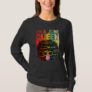 Womens Vintage Melanin Afro June Queen Black Histo T-Shirt