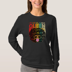 Womens Vintage Melanin Afro October Queen Black H T-Shirt