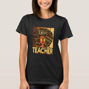 Womens Vintage Melanin Afro Teacher Queen Black Hi T-Shirt