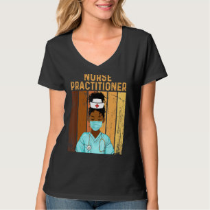 Womens Vintage Nurse Practitioner Pride Afro Black T-Shirt