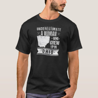 Womens Vintage Ohio Map A Woman Who Grew Up In Ohi T-Shirt