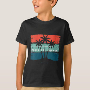 Womens Vintage Playa del Carmen Mexico Beach Palm T-Shirt