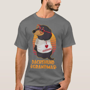 Womens Vintage Retro Dachshund Grandma Wiener Dog T-Shirt