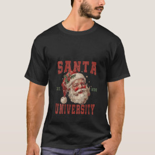 Womens Vintage Retro Santa Claus Face University F T-Shirt