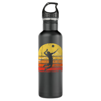 Womens Vintage Retro Volleyball Player Silhouette  710 Ml Water Bottle