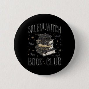 Womens Vintage Salem Book Club Black Cat Bookish 6 Cm Round Badge