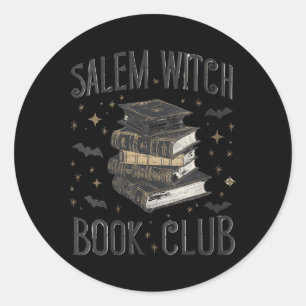 Womens Vintage Salem Book Club Black Cat Bookish Classic Round Sticker