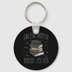Womens Vintage Salem Book Club Black Cat Bookish Key Ring