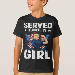 Womens Vintage Served Like A Girl Female Veterans T-Shirt