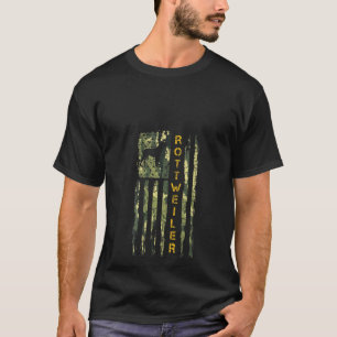 Womens Vintage Usa Camo Flag Rottweiler Silhouette T-Shirt