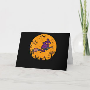 Womens Vintage Witch Flamingo Costume Halloween Thank You Card