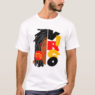 Womens Virgo Girl Afro Locs Girl Zodiac Signs Birt T-Shirt
