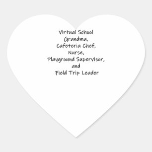 Womens Virtual School Grandma Cafeteria Chef Heart Sticker