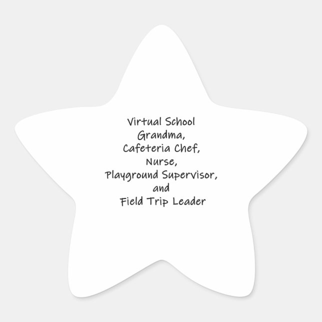 Womens Virtual School Grandma Cafeteria Chef Star Sticker (Front)