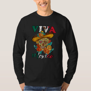 Womens Viva Mexico Sugar Skull Hispanic Heritage M T-Shirt