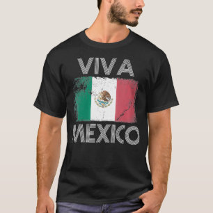 Womens VIVA MEXICO Vintage Flag Proud Meican Latin T-Shirt
