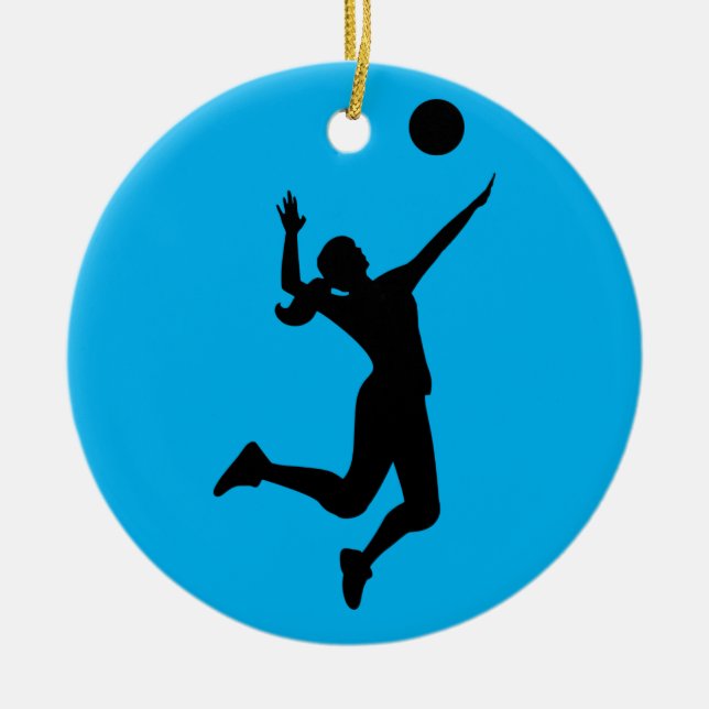 women's volleyball figure ceramic tree decoration (Front)