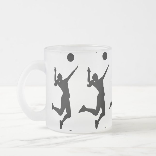 women's volleyball figure frosted glass coffee mug (Left)
