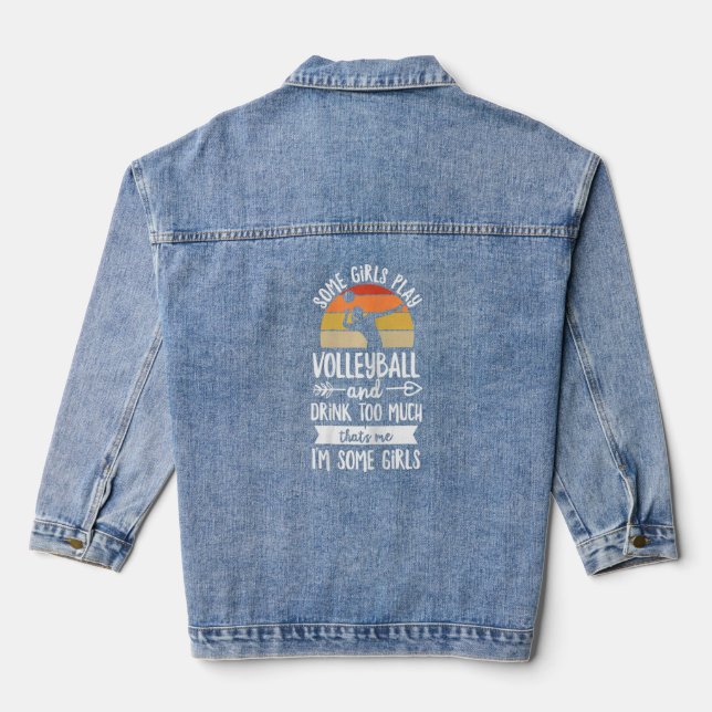 Womens Volleyball Quote For A Volleyball Player  Denim Jacket (Back)
