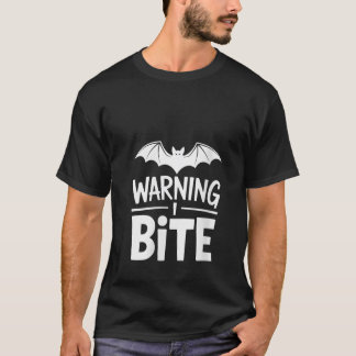 Womens Warning I Bite Funny Halloween Humour Spook T-Shirt