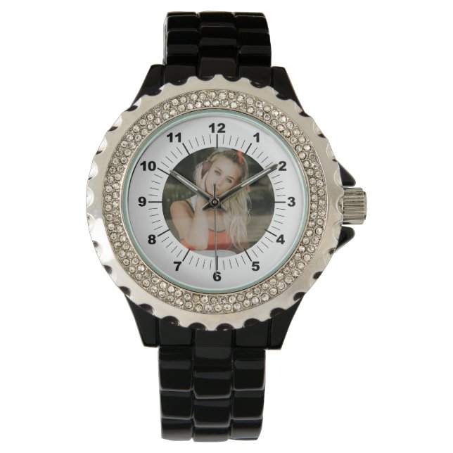 Women's Watch - Personalised - Rhinestone Black (Front)